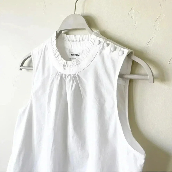 J Crew Button Ruffle Neck Top White M NWT - Picture 7 of 9